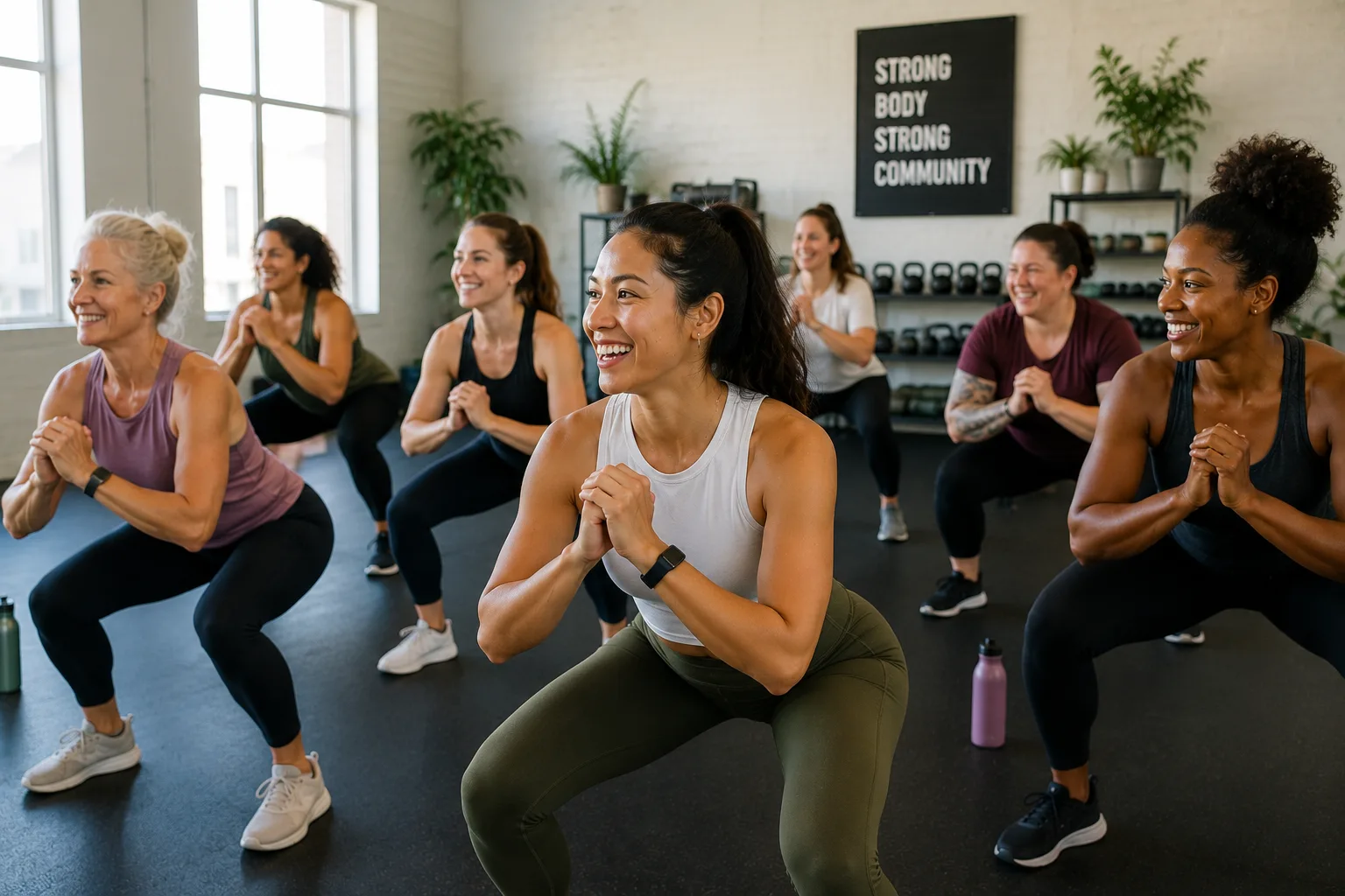 Group fitness class with a local instructor