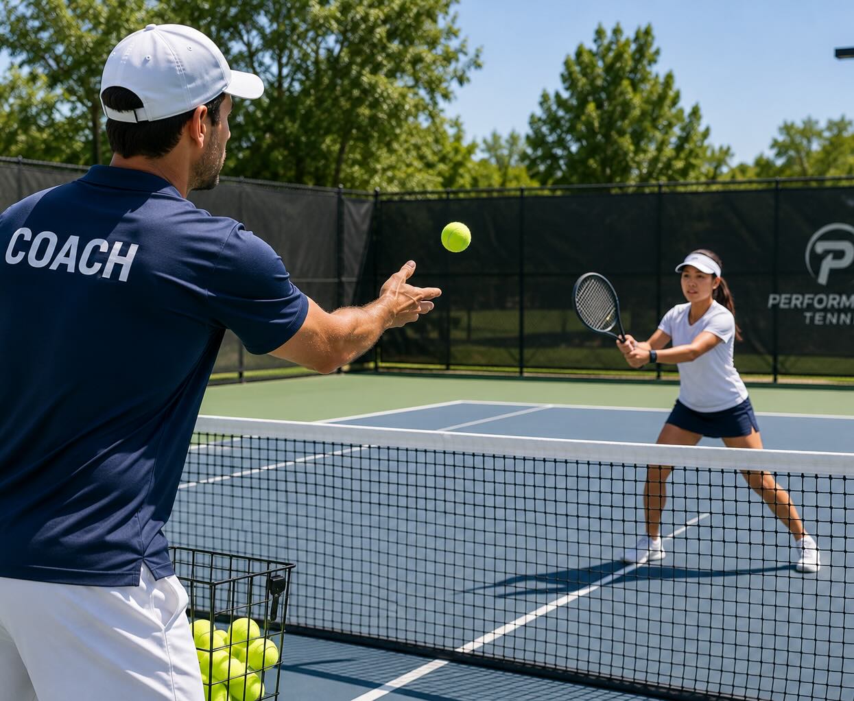 Tennis coach leading a local coaching session